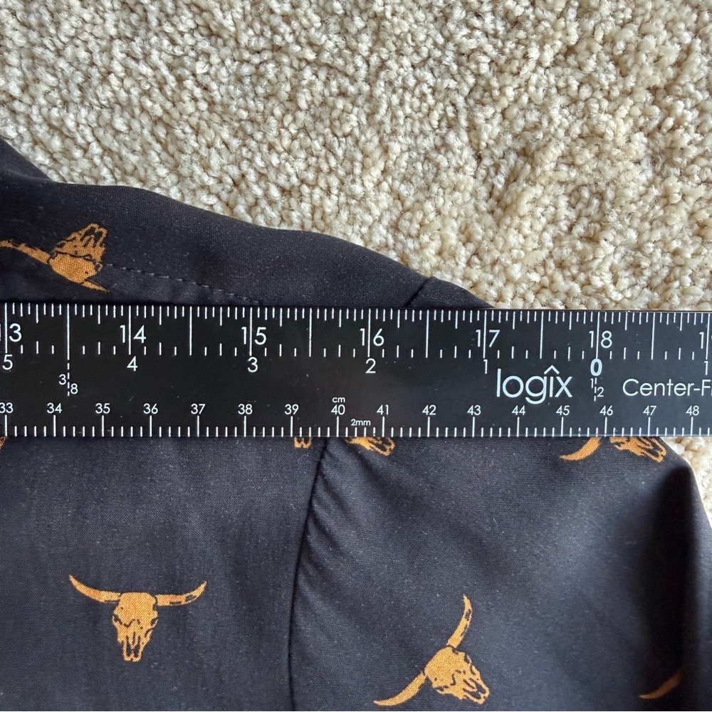 Stetson Western Shirt Womens Large Black Longhorn Skull Print Button Up Rayon - Picture 7 of 10